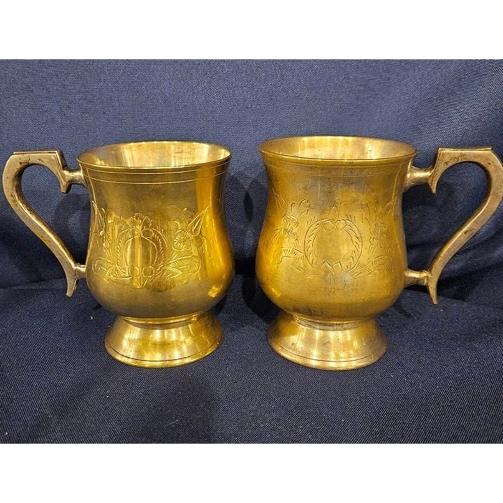 Brass Goblets Set of Two‎ -Discoloration, Scratches